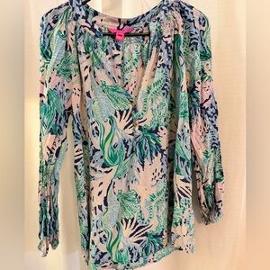 Lily Pulitzer Elsa Silk Long Sleeved Top